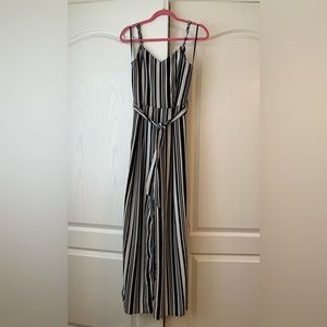 Monteau Black and White Striped StrappyJump Suit - size large